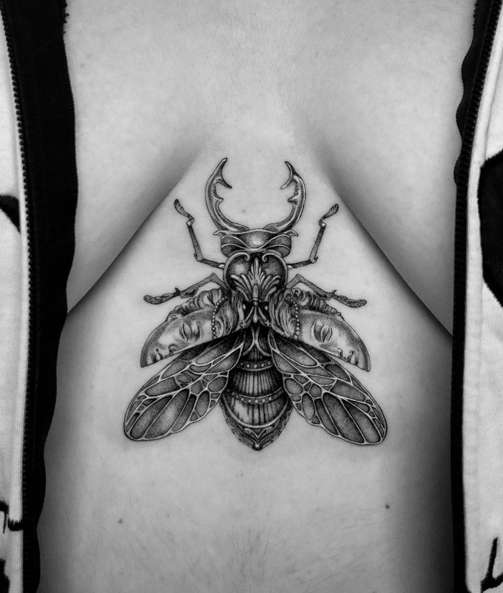 Tattoo 06: stag beetle on the sternum